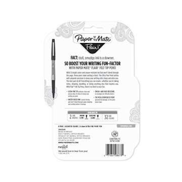 Paper Mate 62145 Flair Felt Tip Pens, Ultra Fine Point (0.4mm), Assorted Colors, 8 Count