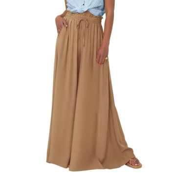 PRETTYGARDEN Women's 2025 Summer Wide Leg Palazzo Pants High Waisted Flowy Pockets Trendy Casual Lou...