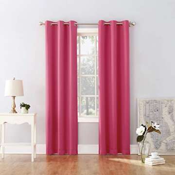 Sun Zero Riley Hot Pink Blackout Grommet Curtains for Kids
