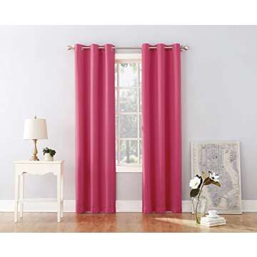 Sun Zero Riley Hot Pink Blackout Grommet Curtains for Kids