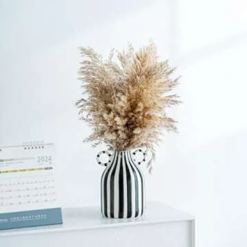 Mid Century Black and White Ceramic Vase for Centerpieces