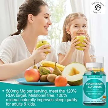 Magnesium Glycinate Gummies 500mg, Sugar Free for Adults & Kids, Best Magnesium Gummies for Sleep, Stress & Muscle Relief & Nerve Health, No Melatonin, Gluten Free, Non GMO, Vegan, Pectin, 60