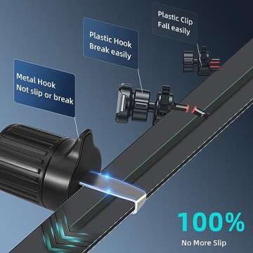 Gnmano Car Phone Holder, Car Vent Phone Mount [Upgraded Hook] Hands-Free, Phone Mount for Car Cell Phone Automobile Cradles, Fit for iPhone Android Samsung