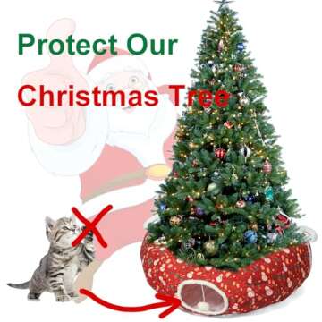 LUCKITTY Cat Tunnel Bed - 3FT Red Christmas Style with Snowman Patterns for Happy Cats