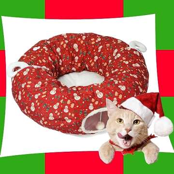 LUCKITTY Cat Tunnel Bed - 3FT Cozy Cat Fun for Holidays