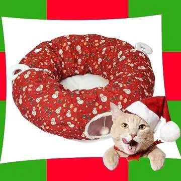 LUCKITTY Cat Tunnel Bed - 3FT Cozy Cat Fun for Holidays