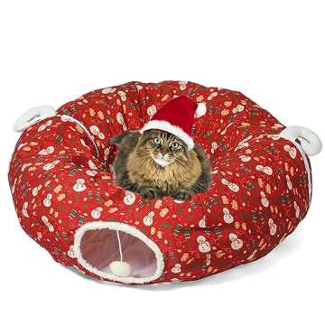 LUCKITTY Cat Tunnel Bed - 3FT Cozy Cat Fun for Holidays