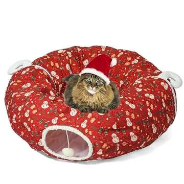 LUCKITTY Cat Tunnel Bed - 3FT Cozy Cat Fun for Holidays
