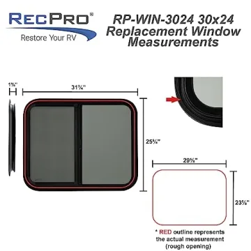RecPro RV Window - Durable Tempered Glass & Aluminum Frame