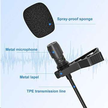 Professional lavalier Microphone for iPhone, Condenser Microphone for Phone Recording and Video Reco...