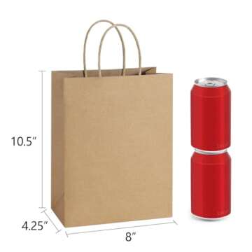 BagDream 50Pcs Gift Bags 8x4.25x10.5 Paper Gift Bags with Handles Bulk, Paper Bags, Shopping Bags, K...