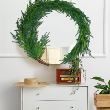 Christmas Real Touch Norfolk Pine Garland Artificial Pine Greenery Garlands Faux Christmas Norfolk Pine Garland for Christmas Holiday Seasonal Indoor Home Decor Mantle (1 Pc,180 Inches)