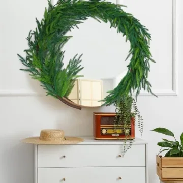 Christmas Real Touch Norfolk Pine Garland Artificial Pine Greenery Garlands Faux Christmas Norfolk Pine Garland for Christmas Holiday Seasonal Indoor Home Decor Mantle (1 Pc,180 Inches)