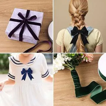 Ewaymado Dark Dusty Blue Velvet Ribbon 2 Inch x 20Yd,Great for Gift Wrapping,Hair Bows,Christmas,Wedding Party Decoration (2" Dark Dusty Blue)