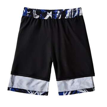 IRELIA Boys Swim Trunks with Boxer Brief Liner Compression Swimming Shorts Quick Dry Swimwear A02 10-12