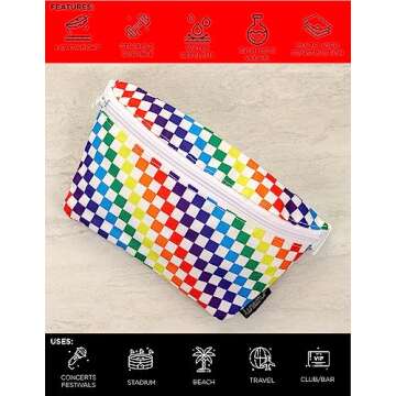 Fydelity Small Fanny Packs for Women – 80s/90s Slim Bum Bag – Unisex Rainbow Crossbody Bag, Belt...
