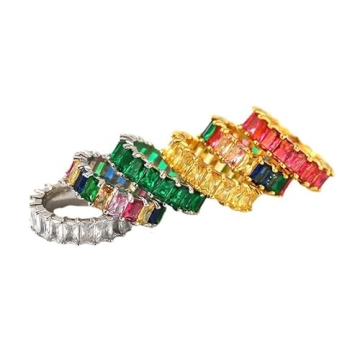 Colorful Eternity Rainbow Ring - Cubic Zirconia Jewelry