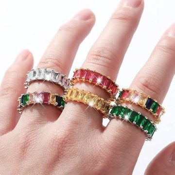 Colorful Eternity Rainbow Ring - Cubic Zirconia Jewelry