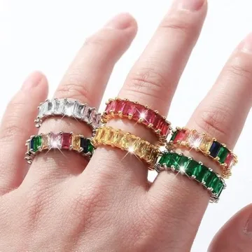Colorful Eternity Rainbow Ring - Cubic Zirconia Jewelry