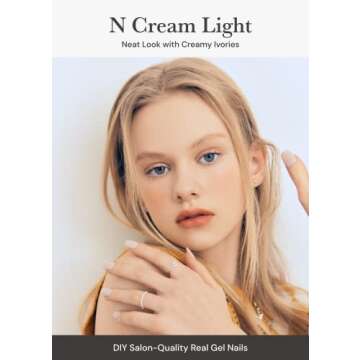 ohora Semi Cured Gel Nail Strips (N Cream Light) - Nude, Solid, Works with Any UV/LED Nail Lamps, Sa...