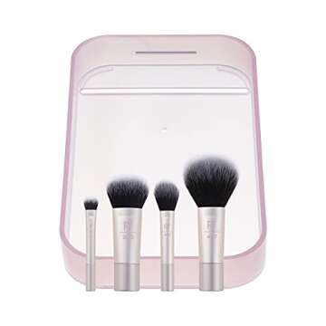 Real Techniques Limited Edition Luminous Glow Mini Makeup Brush Set, Mother's Day & Easter Gift Set,...