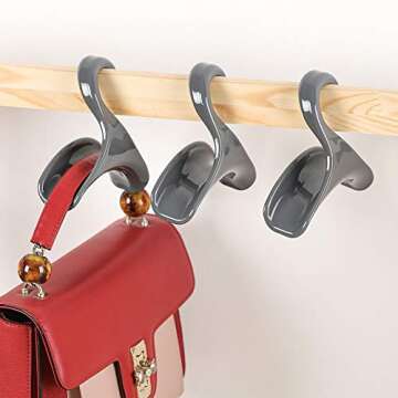 Purse Hanger Hook Bag Rack Holder - Handbag Hanger Organizer Storage - Over The Closet Rod Hanger for Storing and Organizing Purses | Backpacks |Satchels | Crossovers | Handbags | Tote（4 Pack）