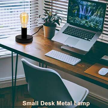 YXTH Industrial Table Lamp Base E26/E27 Ceramic Base Holder, Vintage Small Desk Lamp with Plug in Co...