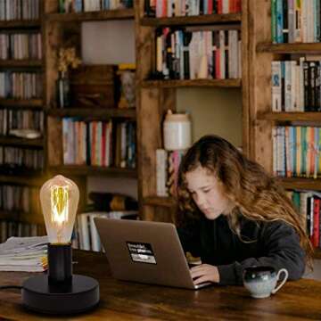 YXTH Industrial Table Lamp Base E26/E27 Ceramic Base Holder, Vintage Small Desk Lamp with Plug in Cord On/Off Switch Edison Lamp for Home Lighting Decor (Small)