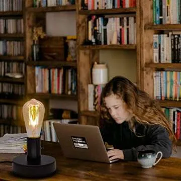 YXTH Industrial Table Lamp Base E26/E27 Ceramic Base Holder, Vintage Small Desk Lamp with Plug in Cord On/Off Switch Edison Lamp for Home Lighting Decor (Small)