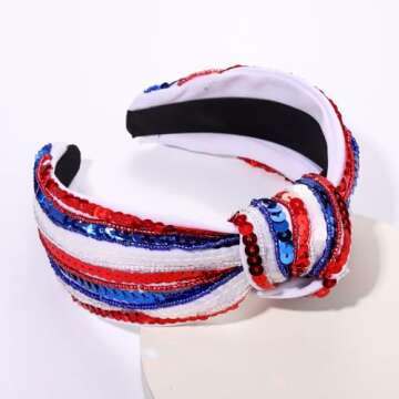 4th of July Headband for Women Girls Sparkly Patriotic Style