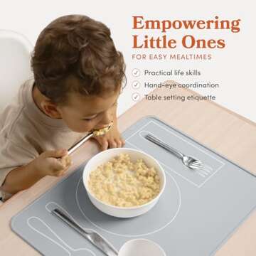 Kids Silicone Montessori Placemat for Toddlers | Children Plate Mat for Dining Table Setting | by Fi...