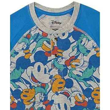 Amazon Essentials Disney | Marvel | Star Wars Toddler Boys' Long-Sleeve Henley T-Shirts, Pack of 2, Mickey Jumble, 2T