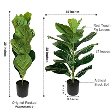 BESAMENATURE 30" Faux Fiddle Leaf Fig Tree for Décor
