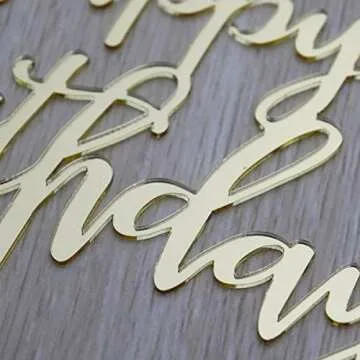 AMINJIE Happy Birthday Cake Topper, Birthday Party Decorations, Mirror Gold Acrylic