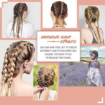 TsMADDTs 3Pack Hair Styling Tools Set with French Braid Loop, Rat Tail Comb, and Metal Pin Tail Braiding Comb, Black