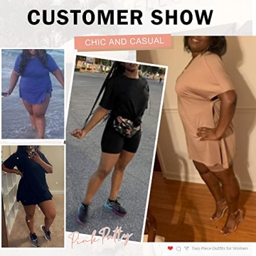 Stylish Women's Plus Size Summer Tracksuit - V Neck Outfit