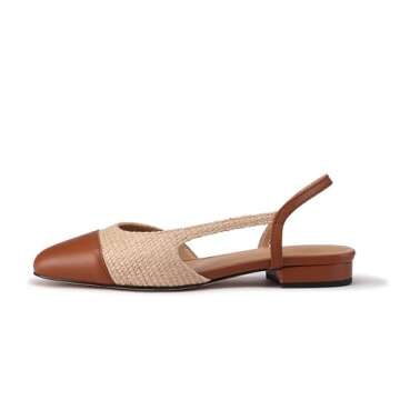 LUXMUWA Raffia Flats for Women Stylish Slingback Shoes