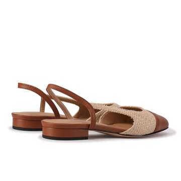 LUXMUWA Raffia Flats for Women Stylish Slingback Shoes