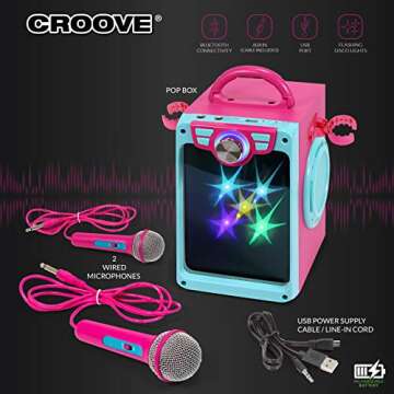 Kids Karaoke Machine - Portable Pink Speaker System for Girls