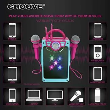Kids Karaoke Machine - Portable Pink Speaker System for Girls
