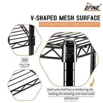 Catalina Creations EFINE 2-Pack 3-Shelf Shelving Unit with 3-Shelf Liners, Adjustable Rack, Steel Wire Shelves, Shelving Units and Storage for Kitchen and Garage (36W x 16D x 36H)