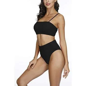 High Waisted Ribbed Bikini for Trendy Beach Style