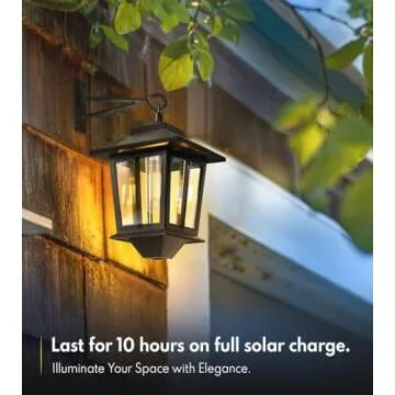 2 Pack Hanging Solar Lantern, Aluminum Outdoor Hanging Solar Lights with 4 Solar Panels, Dusk to Daw...