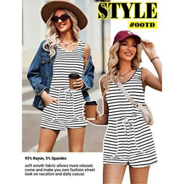 Stylish ADOME Women's Casual Shorts Jumpsuit with Pockets