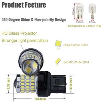 iBrightstar 7443 LED Bulb White, 7440 LED Reverse Light Bulbs Super Bright for Tail Brake Lights Bac...