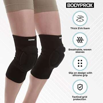 Bodyprox Protective Knee Pads, Thick Sponge Anti-slip, Collision Avoidance Knee Sleeve