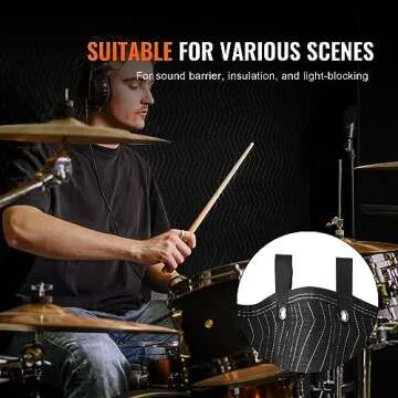 VEVOR Sound Dampening Blanket, 96" x 80", Extra Large Studio Grommeted Blanket with Grommets, Light Blocker for Door Acoustic Noise Blocking Blanket Studio Sound Absorption Sheet, Black