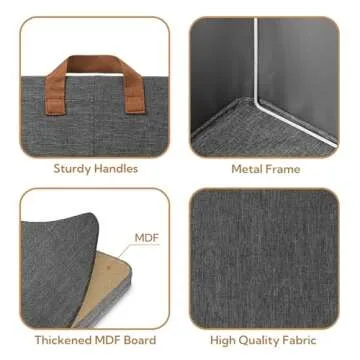 GRANNY SAYS Closet Storage Bins, Baskets for Closet Organization, Storage Containers for Closet, Fabric Closet Bins for Storage, Dark Gray Storage Baskets for Shelves for Wardrobe, Large, 2-Pack