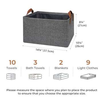 GRANNY SAYS Closet Storage Bins, Baskets for Closet Organization, Storage Containers for Closet, Fabric Closet Bins for Storage, Dark Gray Storage Baskets for Shelves for Wardrobe, Large, 2-Pack