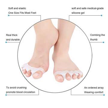1 Pair Gel Toe Separator Toe Stretcher - RAGZAN Hammer Toe & Bunion Corrector for Men and Women, Correct Your Toes Naturally - White